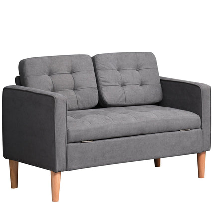 2-seater gray fabric sofa with removable cushions