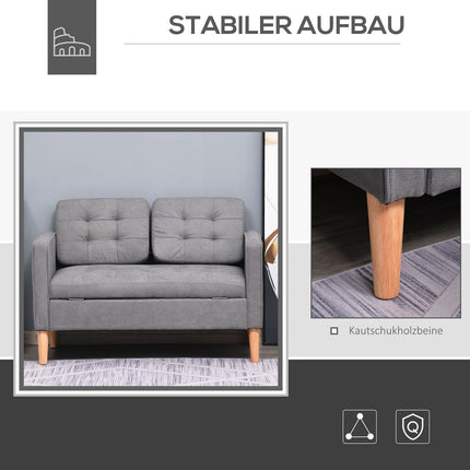 2-seater gray fabric sofa with removable cushions