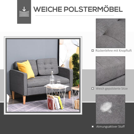2-seater gray fabric sofa with removable cushions