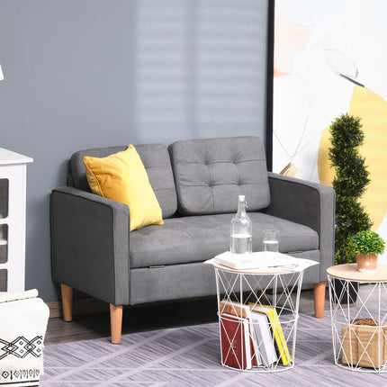 2-seater gray fabric sofa with removable cushions