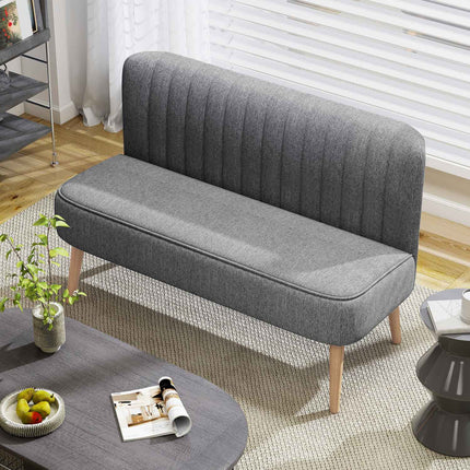 2-Seater Sofa, Linen Look, Wood Frame, 117 cm, Gray