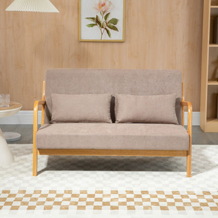 2-seater loveseat in velvet look with cushions, light grey