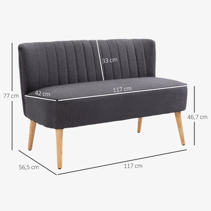 2-Seater Sofa, Soft Cushions, Easy-Care Cover, Dark Grey