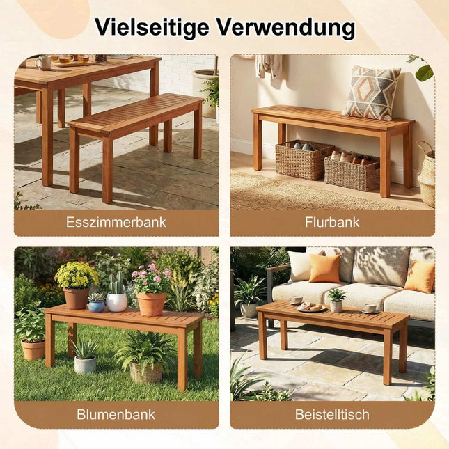 2-Seater Wooden Garden Bench, Teak Oil Finish, 120cm