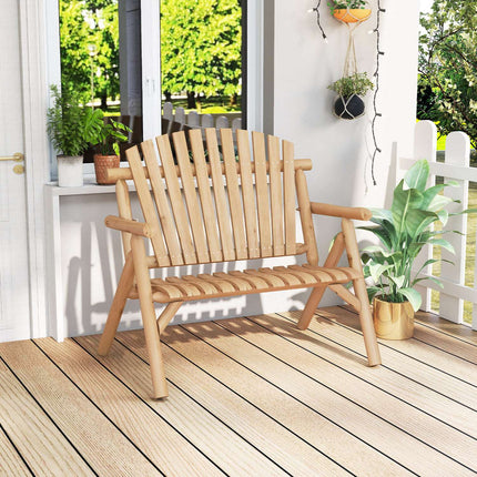2-Seater Wooden Garden Bench with Armrests, 300kg Capacity