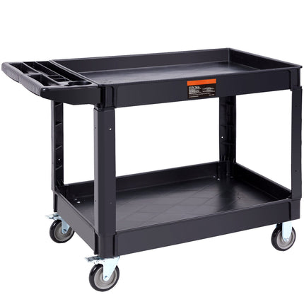 2-Shelf Utility Service Cart, 550 lb, Swivel Casters