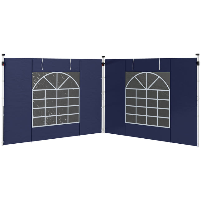 2 Panele Boczne Ściany Boczne Do Altanki 3 X 3/3 X 6 M, Plandeki Boczne Z Oknem, Drzwiami, Ściany Zamienne Do Namiotu Imprezowego, Oxford, Niebieski