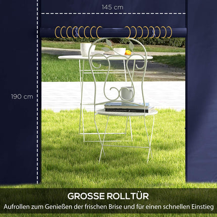 Gazebo side panels with window and door, Oxford Blue