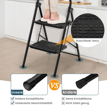 2-Step Folding Ladder with Padded Handle, 47x39x71 cm, Black