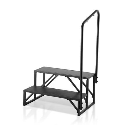 2-Step RV Steps With Handrail, 440 lb, Non-Slip Steel