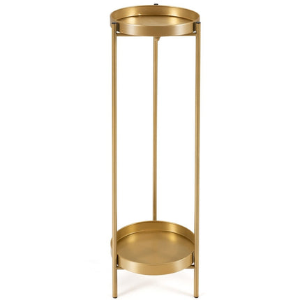 2 Tier Metal Plant Stand Modern Flower Stand with Shelf 25 x 80 cm Golden