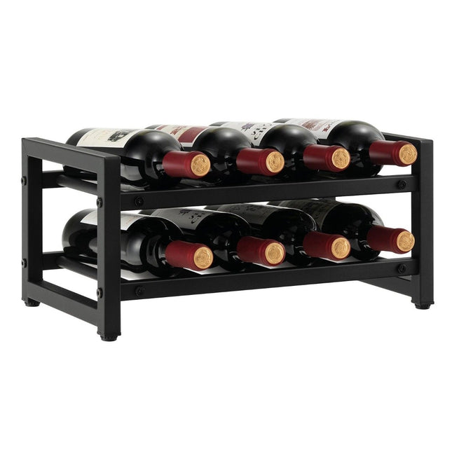 2 Tier Metal Wine Rack for 8 Bottles Bottle Rack with Adjustable Foot Pads