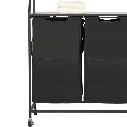 2-Tier Rolling Laundry Sorter, 2-Bag, Tabletop Shelf