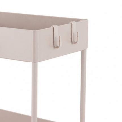 2-Tier Serving Trolley with Wheels, Beige