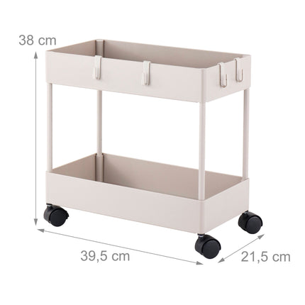 2-Tier Serving Trolley with Wheels, Beige