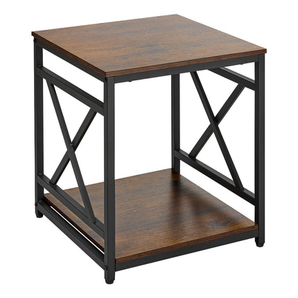 2-Tier Square End Table, Open Shelves, Metal Frame