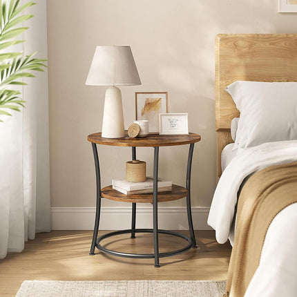 2-Tier Wood-Effect Side Table with Metal Frame