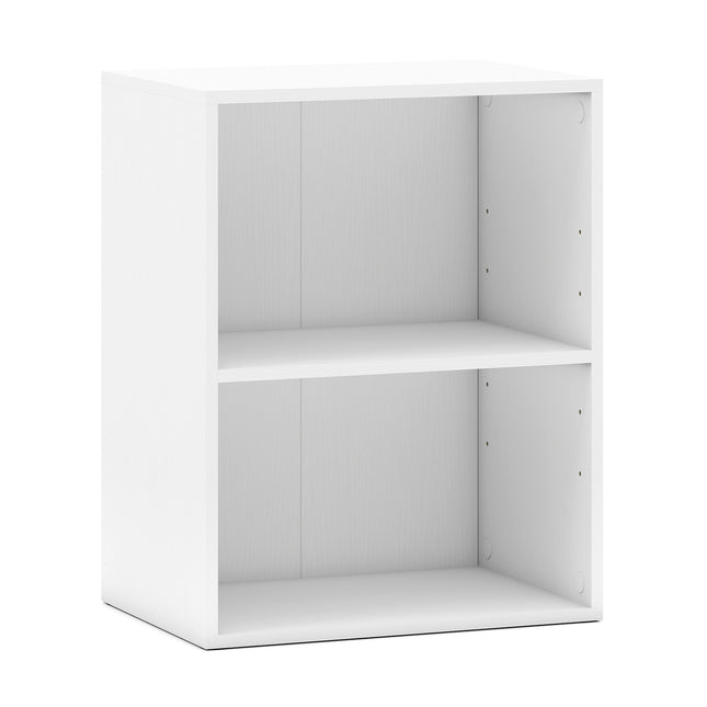 2-Tier Wooden Bookshelf, Adjustable Shelves, White, 42x29.5x53.5 cm