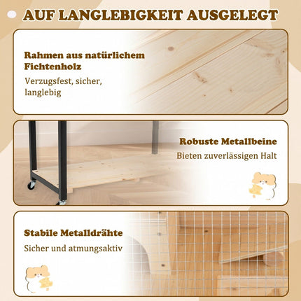 2-Tier Wooden Hamster Cage with Acrylic Windows