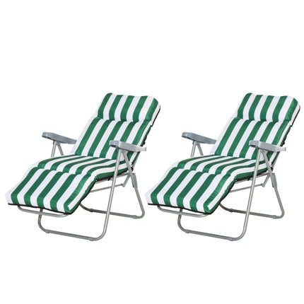 Folding garden chairs, adjustable sun lounger with cushions
