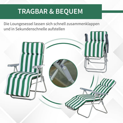 Folding garden chairs, adjustable sun lounger with cushions