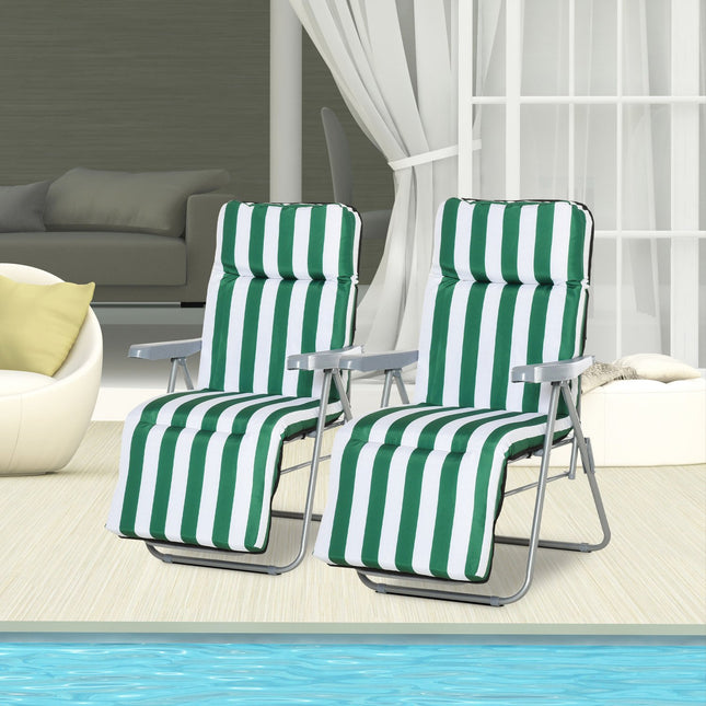 Folding garden chairs, adjustable sun lounger with cushions