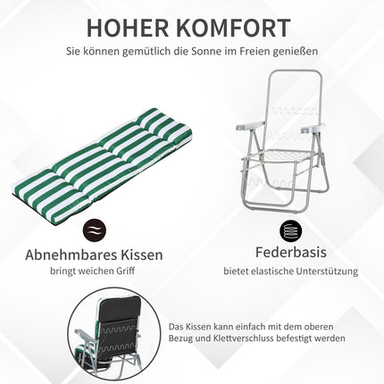 Folding garden chairs, adjustable sun lounger with cushions