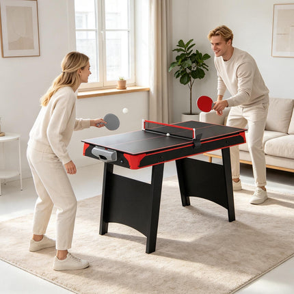 2-in-1 Air Hockey & Table Tennis Game Table with 12V Fan