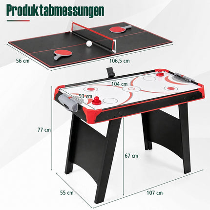 2-in-1 Air Hockey & Table Tennis Game Table with 12V Fan
