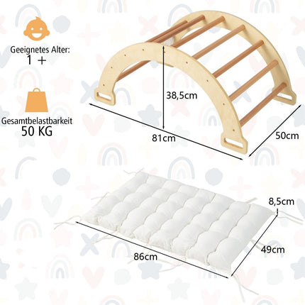2-in-1 Arch Rocker with Cushion Double-Sided Climbing Arch Natural