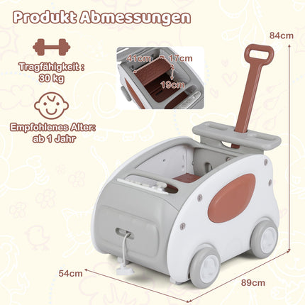 2-in-1 Baby Walker with Wheels, Foldable Seat, Safety Belt