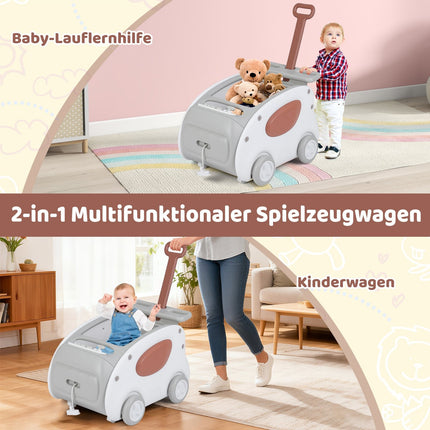 2-in-1 Baby Walker with Wheels, Foldable Seat, Safety Belt