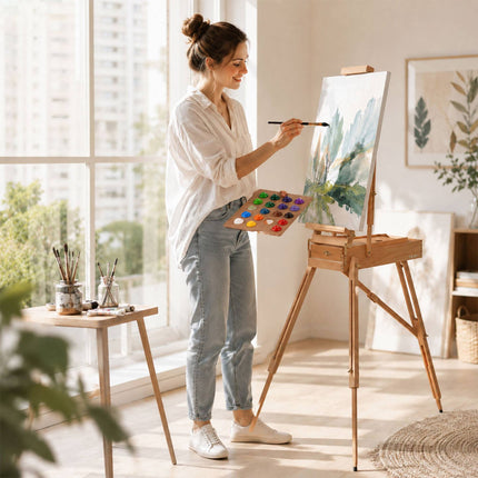 2-in-1 Beechwood Easel with Drawer and Palette