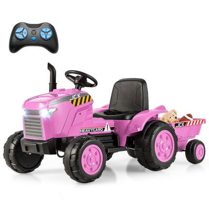2 in 1 Children's Electric Tractor with Trailer &amp; Remote Control Electric Toy Car Pink