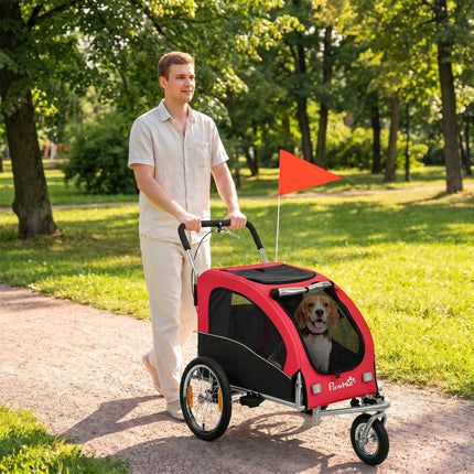2-in-1 Dog Bike Trailer Stroller, Foldable, Up To 20 kg