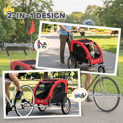 2-in-1 Dog Bike Trailer Stroller, Foldable, Up To 20 kg