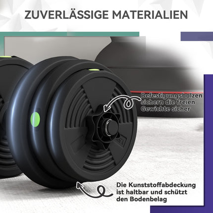 2-in-1 Dumbbell Set, Adjustable 25 kg, Non-Slip, Black/Green