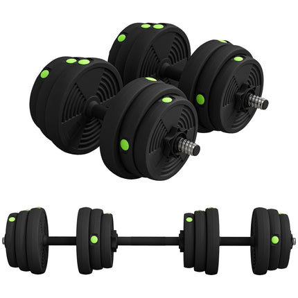 2-in-1 Dumbbell Set, Adjustable 25 kg, Non-Slip, Black/Green