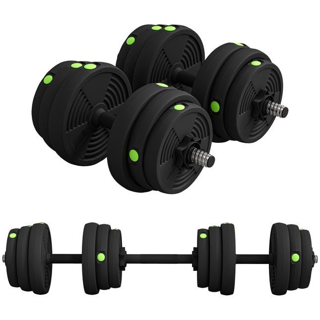 2-in-1 halterset, verstelbaar 25 kg, antislip, zwart/groen