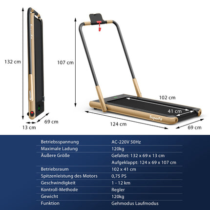 2-in-1 Foldable Treadmill with LED Display & Remote