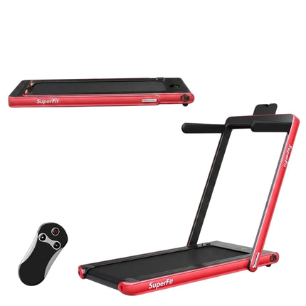 2 in 1 Folding Treadmill 2.25 HP Portable Electric Treadmill Red