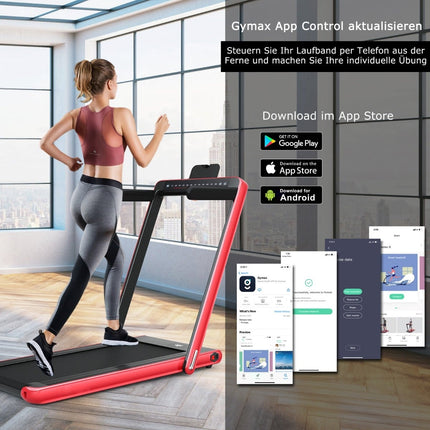 2-in-1 Folding Treadmill with Dual LED Display, Red