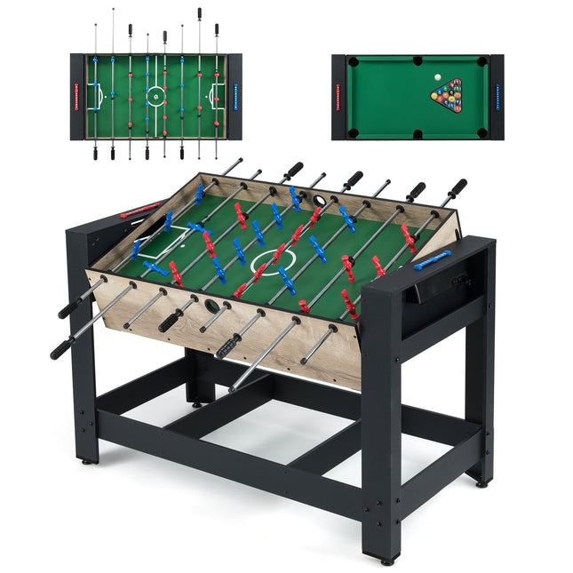 2-in-1 Foosball & Billiard Table – Compact, Stable Design