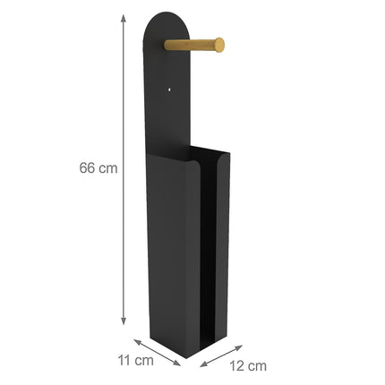 2-in-1 Freestanding Toilet Roll Holder, Bamboo & Metal
