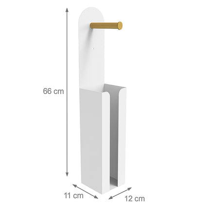 2-in-1 Freestanding Toilet Roll Holder, Bamboo & Metal