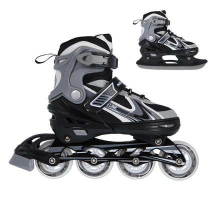 2-in-1 Grey Inline & Ice Skates, Size M (34-38)
