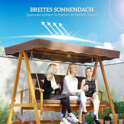 Garden swing 3-seater with horizontal sunroof