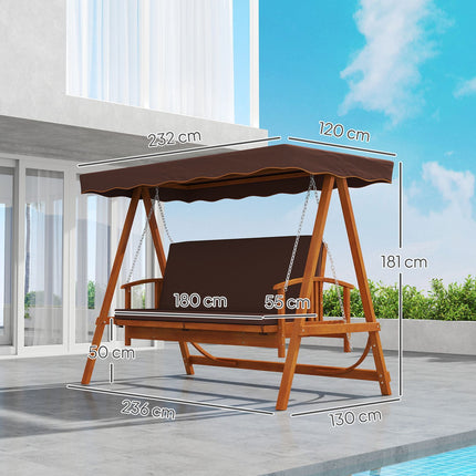 Garden swing 3-seater with horizontal sunroof