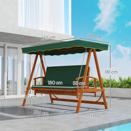 Garden swing 3-seat with canopy - Tilts down to 330 kg