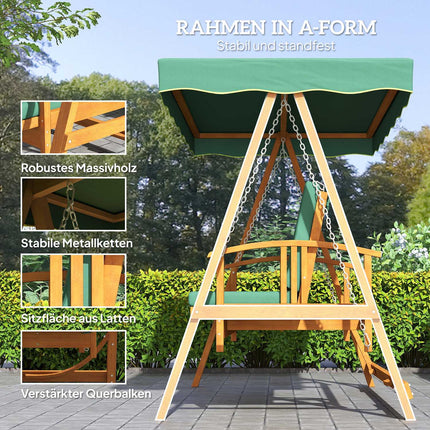 Garden swing 3-seat with canopy - Tilts down to 330 kg